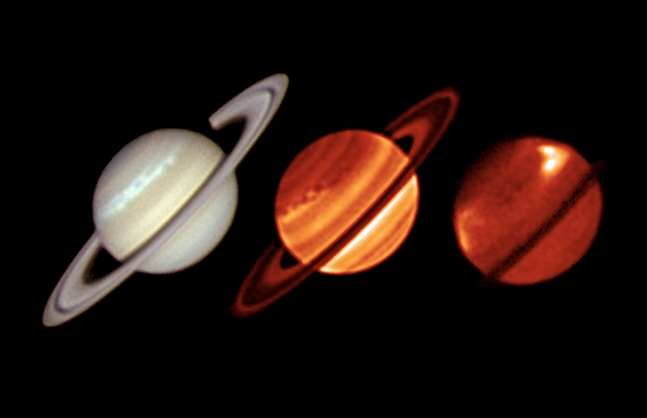 Thermal infrared images of Saturn from VISIR instrument on VLT amateur visible-light image 19 January 2011 during the mature phase of northern storm on Saturn